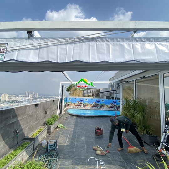 Mái xếp che nắng hồ bơi-MBX27